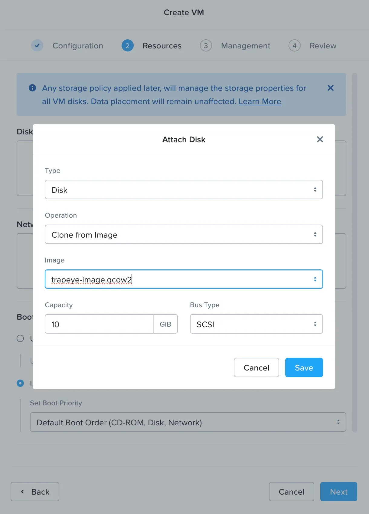 Attach disk