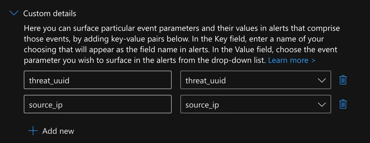 Set custom details