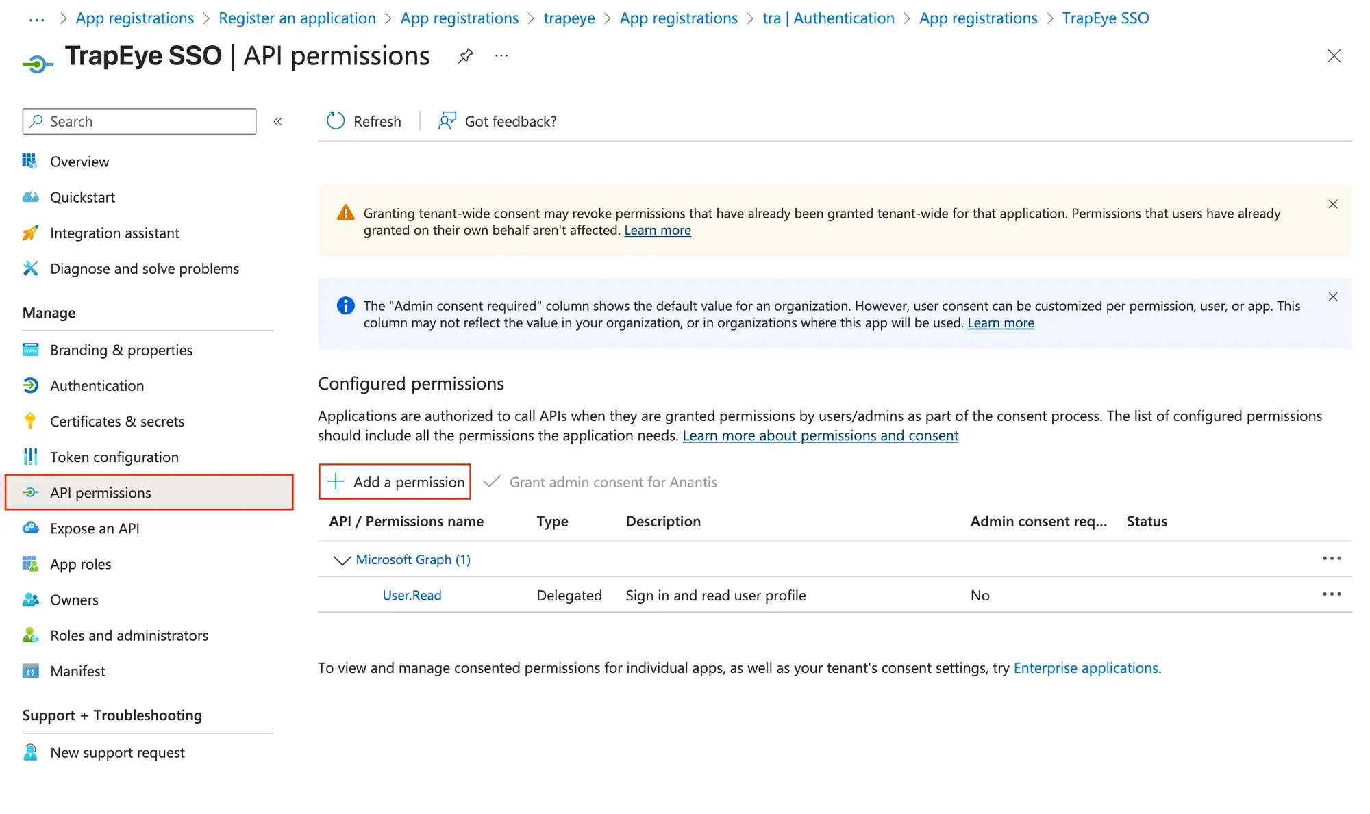 Add API Permissions