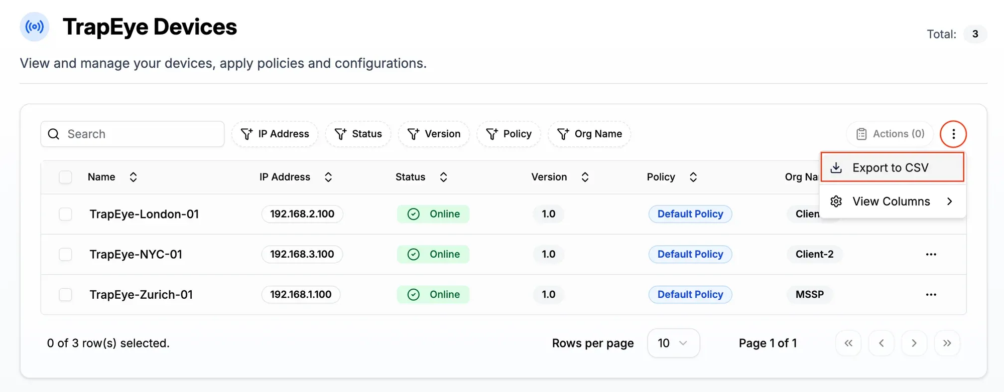 Export as CSV
