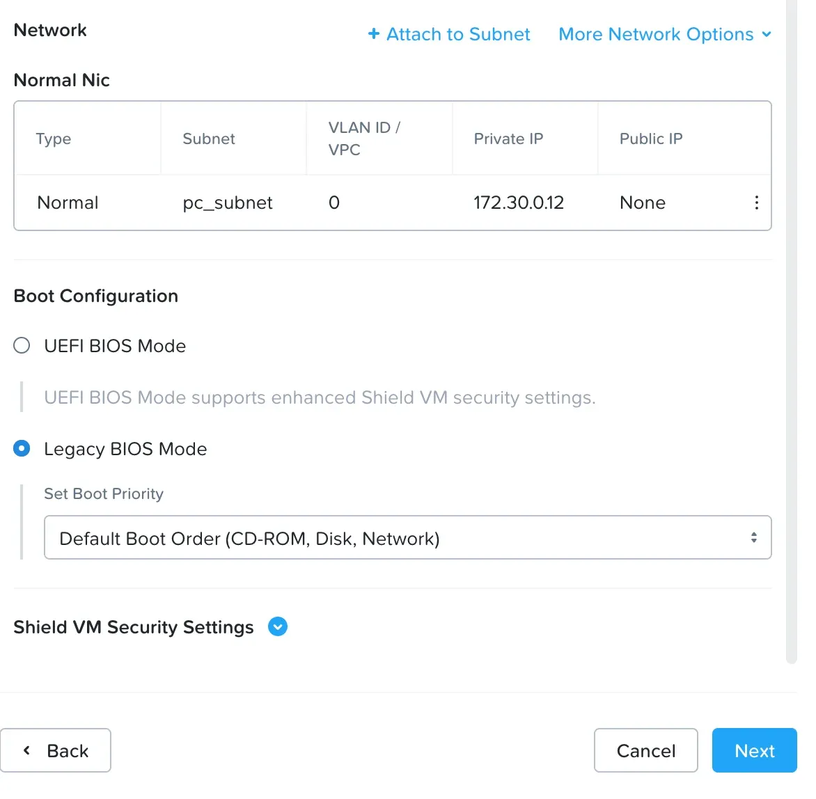 Network and boot configuration