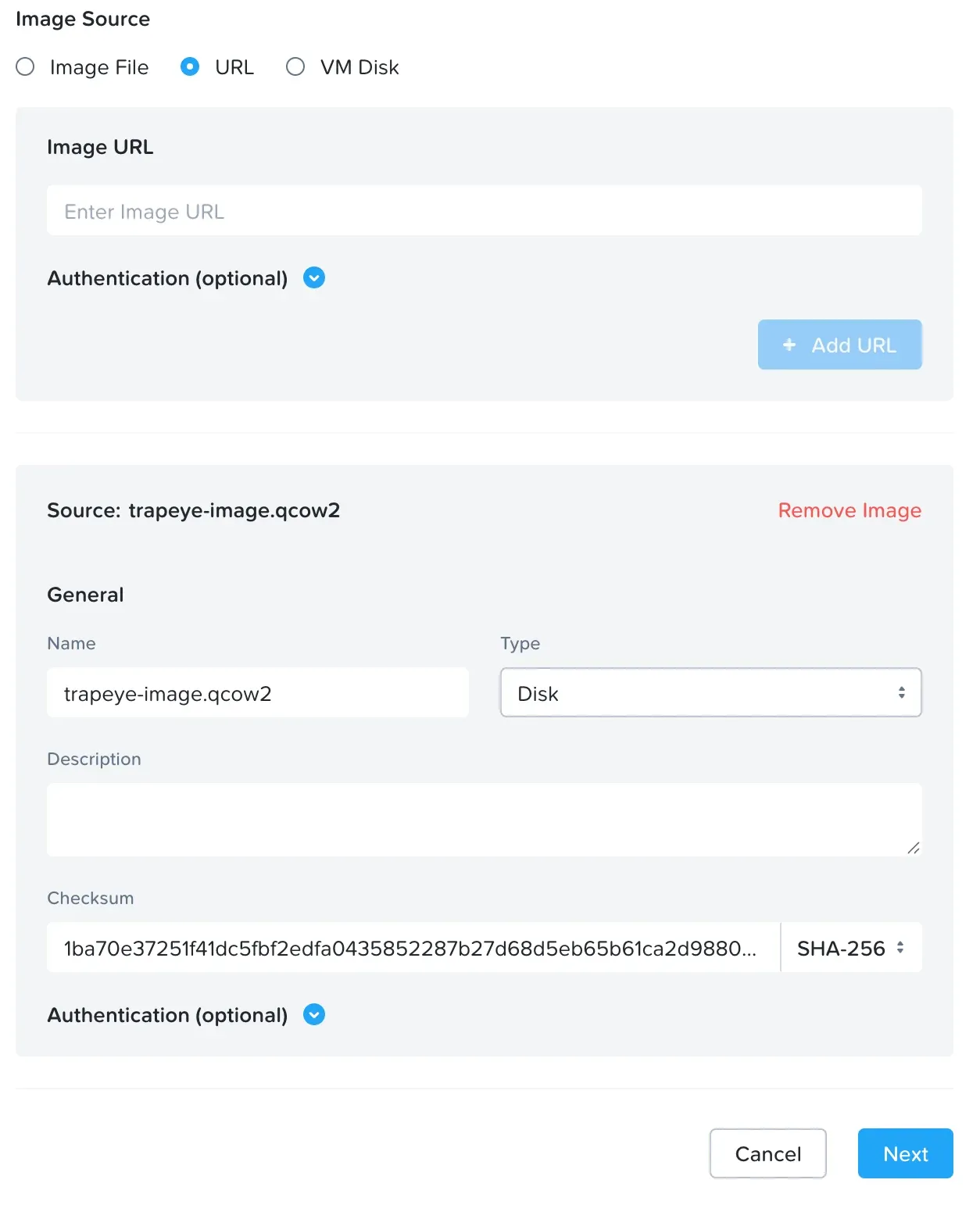 Set URL and checksum