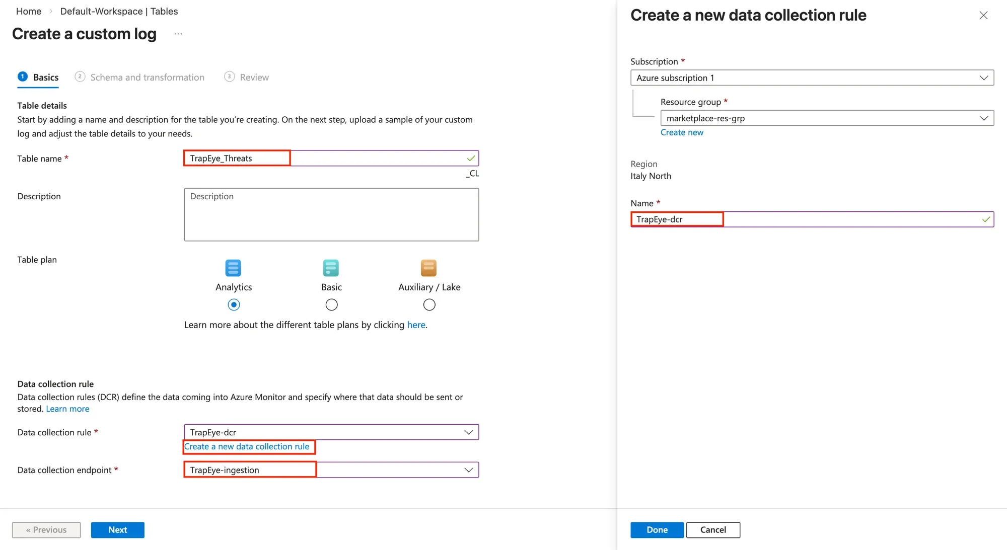 Configure Table