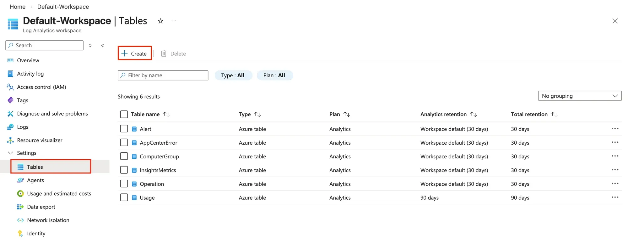 Create Table